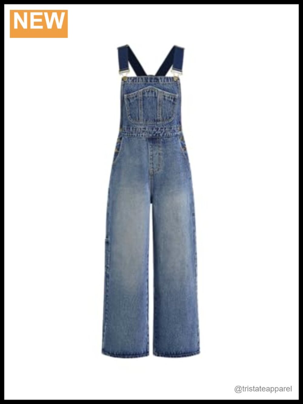 Women's Denim Overalls Bib Jean Wide Leg Jumpsuit